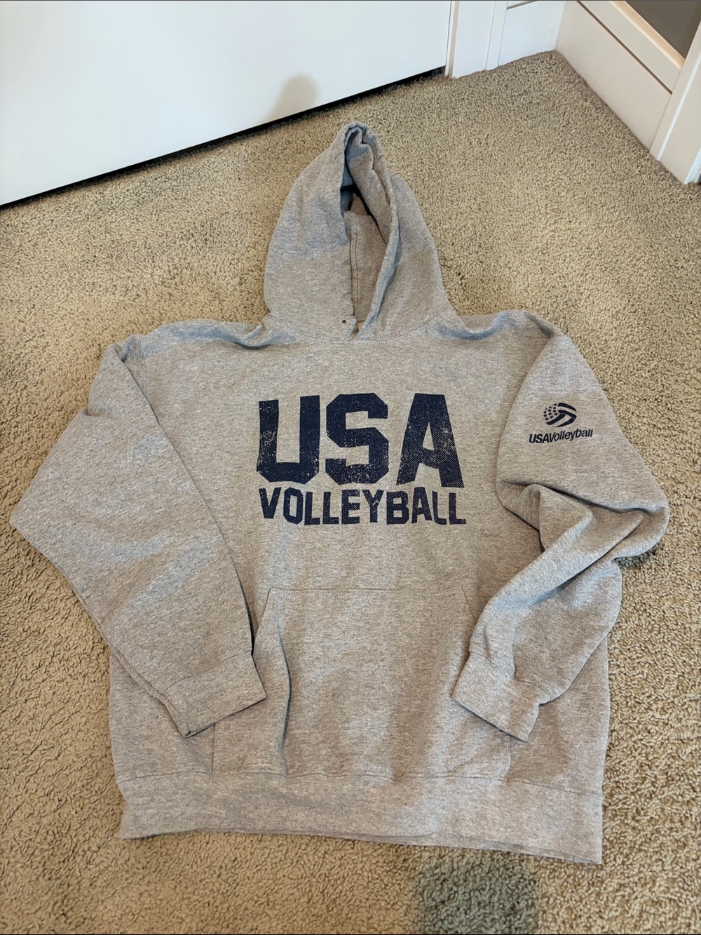 USA Volleyball Gray Hoodie Sweatshirt - Women's Cozy Pullover